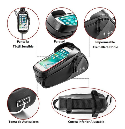 Imagen 2 de 9 de Bolsa De Teléfono Para Cuadro Frontal De Bicicleta
