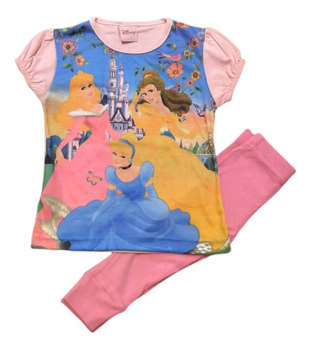 Pijama Niñas Manga Corta Disney Princesas Con Calza Original