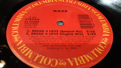 Raze Break 4 Love Vinilo Maxi Usa 1988 Promo Muy Bueno