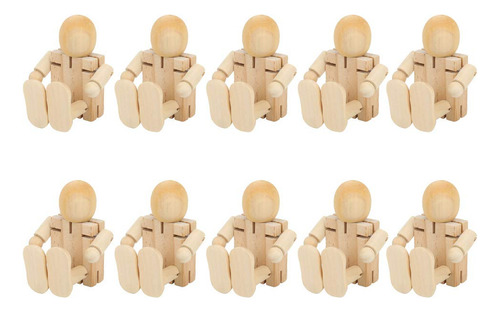 Figuras De Robot De Madera Sin Terminar Para Bricolaje, 10 P