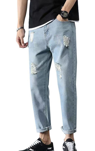 Pantalones Vaqueros Casuales Para Hombre, Jeans Rotos, Vaque