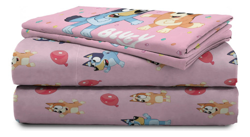 Set Sabanas Bluey Rosa 4pz Matrimonial Envio Gratis Rosa Estampado