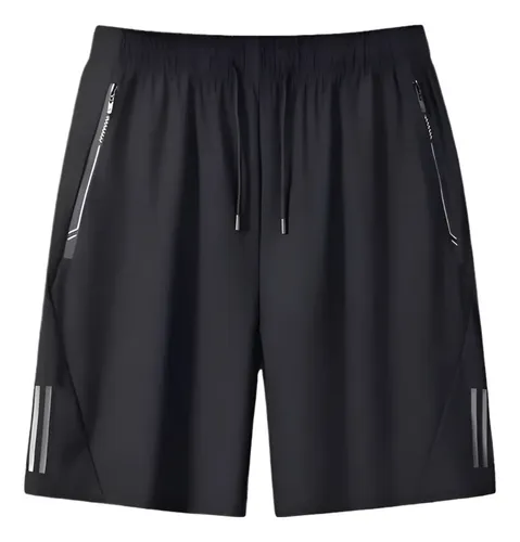 Short Masculino Bermuda 2 Bolsos Zíper Secagem Rápida Fina