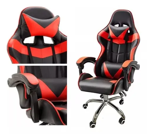 Silla Gamer Rojo Oficina Gaming Escritorio Youtuber Melshop Sillon