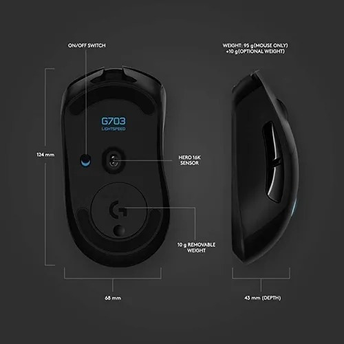 Mouse Gamer Logitech G703 Inalámbrico Lightspeed Hero Rbg