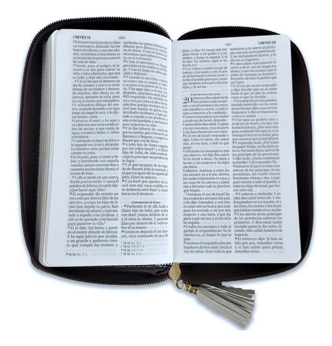 Biblia Rvr60 Chequera Crema Y Café Agarradera Y Cierre 8 Pts