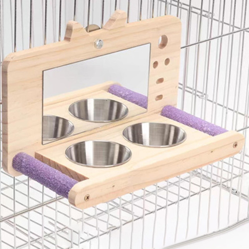 Perca De Loro De Pájaros, Accesorios De Jaula Con Tazas De