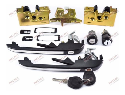 Imagem 1 de 6 de Kit Maçanetas Cilindros Fechaduras Completo Gol 87 A 94 Inox