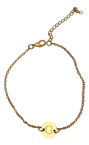 Pulseira De Elos Com Letra G Banhada A Ouro