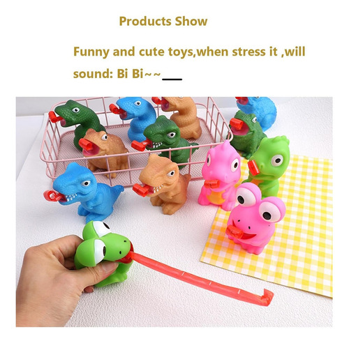 6pcs Squishy Con Sonido Lengua De Dinosaurio Squeeze Juguete