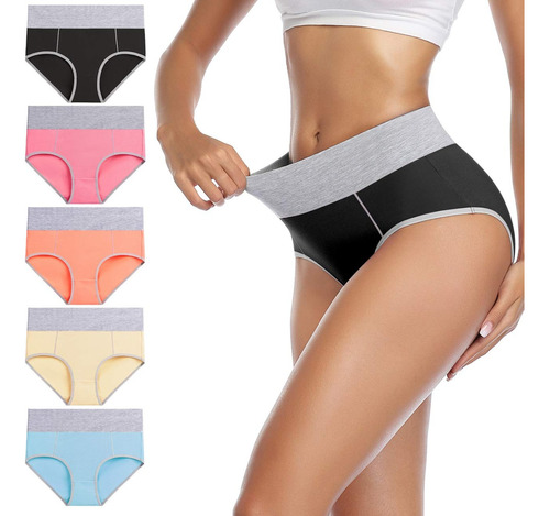 Calzones Ropa Interior De Mujer Bragas Algodón 5 Piezas