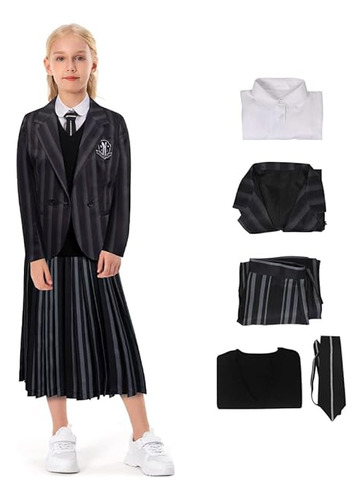 Disfraz Wednesday Addams Para Niños Uniforme Escolar Miercol