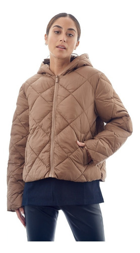 Campera Capucha Puffer Matelasseada Corta Abrigo Dama Suteki