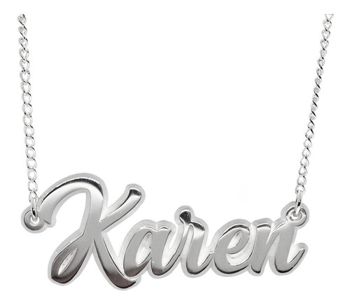 Collar Con Dije De Nombre Karen En Plata Ley .925