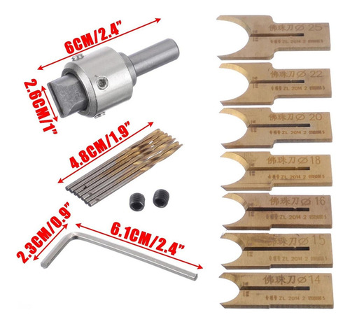 Juego De Brocas De Bolas De Madera Acero 16 Juego