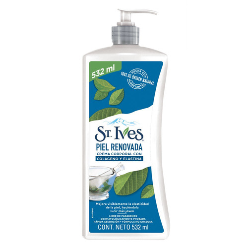 Imagen 2 de 2 de Crema líquida St. Ives Colágeno y elastina con dosificador 532 ml