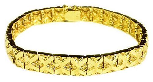 Pulsera Nugget De Oro Amarillo Sólido 14kt 9 Mm 25g 7 