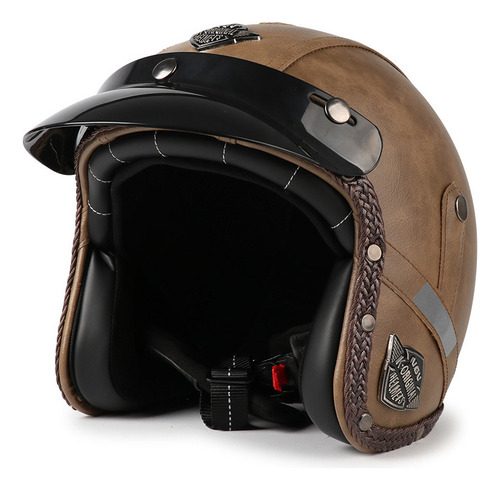 Casco De Motocicleta Retro De Cara Completa Con Máscara De G