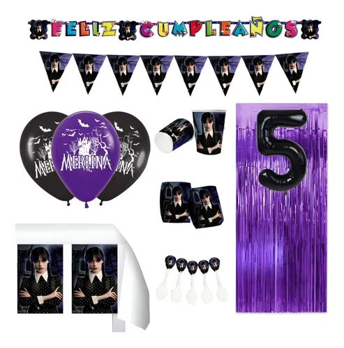 Kit Infantil Decoración Fiesta - Merlina Addams X24 Inv