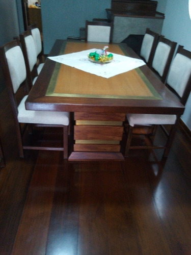 Conjunto Mesa De Jantar Com 8 Cadeiras Em Madeira Maciça