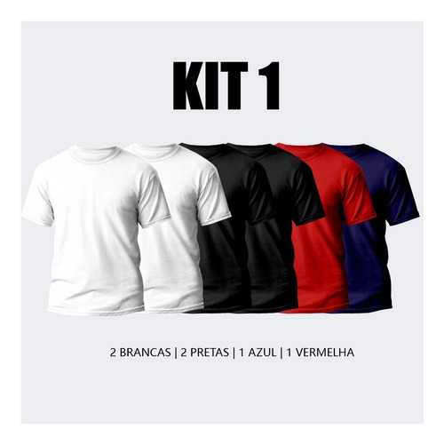 Kit 6 Camisetas Masculinas Slim Fit Básica 100% Algodão
