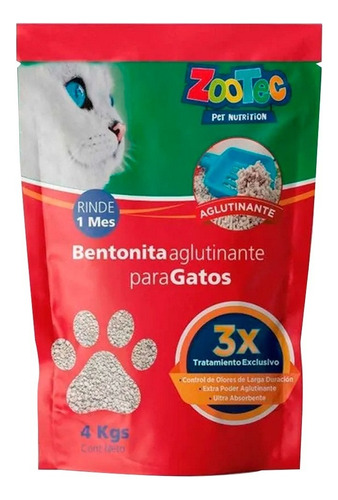 Arena aglutinante para gato Zootec ultra absorbente 4kg
