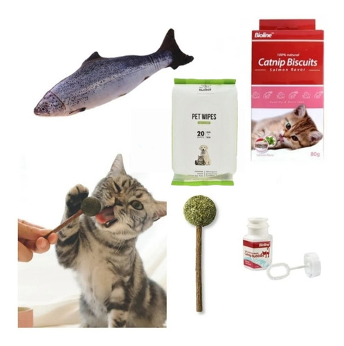 Juguete Gato Catnip Hierba Gatera + Snack Toallitas+burbuja.