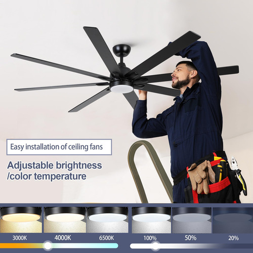 Ventilador De Techo Negro De 72 Pulgadas Con Luces Y Control
