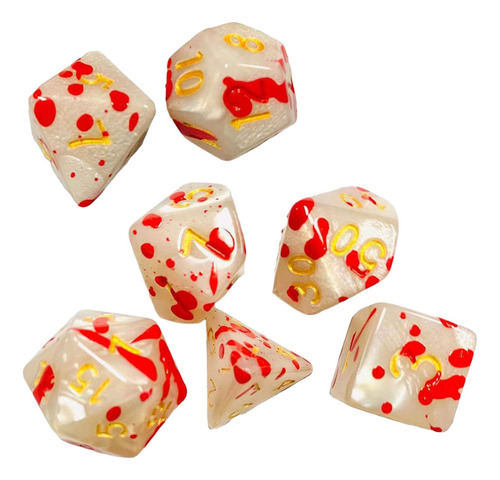 6 Juego De Dados Poliédricos De 7 Piezas, Rojo