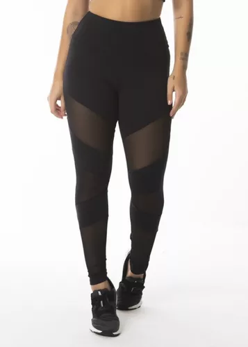 Calça Legging para Academia Feminina com Recortes em Tule