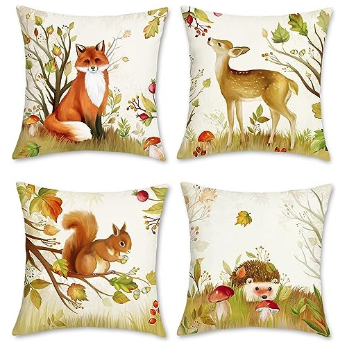 Fundas De Almohada De Otoño Animales, 18x18, Juego De ...