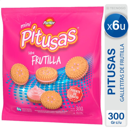 Galletitas Pitusas Sabor Frutilla Mini Dulces - Pack X6 Unid