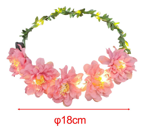 Diadema De Flores, Tocado De Corona Floral, Con Luz