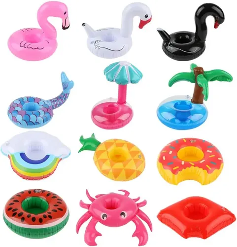 Pack De 3 Hamacas De Agua Inflables Con Posavasos | Flotadores 4 En 1 Para Piscina, Playa Y Bañera | Diseños En Azul, Rosa Crema Y Menta | Soportan 220 Libras