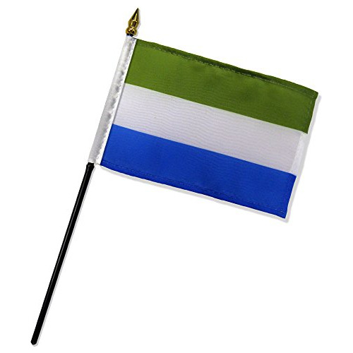 One Dozen Sierra Leone Stick Flag, 4 By 6 