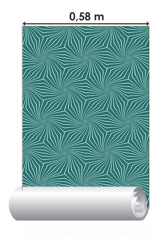 Imagem 3 de 5 de Papel De Parede Adesivo Grafismo Verde Água N06054 Rolo De 0