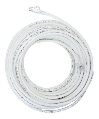 Imagem 3 de 6 de Cabo De Rede Giga Crimpado Lan Rj45 Furukawa Cat6 Branco 20m
