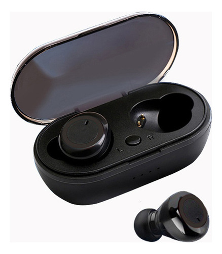 Fones de ouvido intra-auriculares Bluetooth sem fio, cor preta