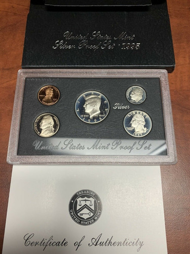 1995 Proof Set Plata Dolar Escasa Ms 5 Moneda Estados Unidos