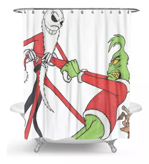 Cortina De Baño Grinch Para Decoración De Baño Navideño De 7