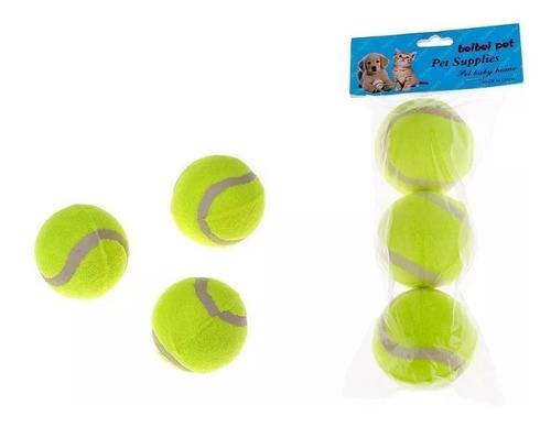 Set Kit Juego 3 Pelotas Tenis Para Mascotas Perros Bola 8