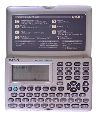 Agenda Digital Electrónica,original Casio Sf-3600. 64kb