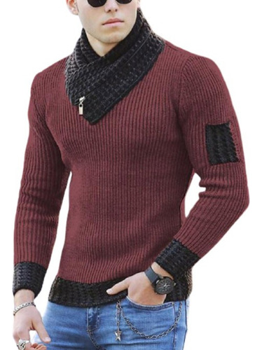 Scarf Neck Sweater Men's Slim Fit Casual Pullover Cool [s]