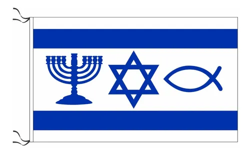 Bandera De Israel Menorah Estrella Y Pez 90 X 150 Cm