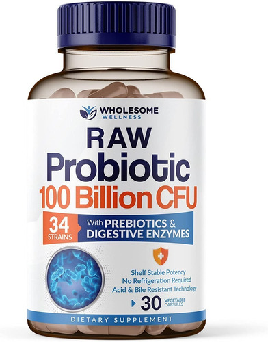 Probioticos Raw 100 Billions - 34 Cepas Con Prebioticos 