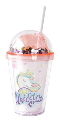 Vaso Unicornio Kawaii Arcoiris Con Cúpula Y Popote