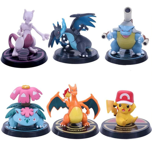 Set 6 Figuras Pokemon Charizard Venesaur Pikachu Blastoise