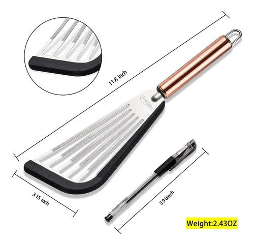 Espátula De Pescado Antiadherente Con Borde De Silicona, Esp