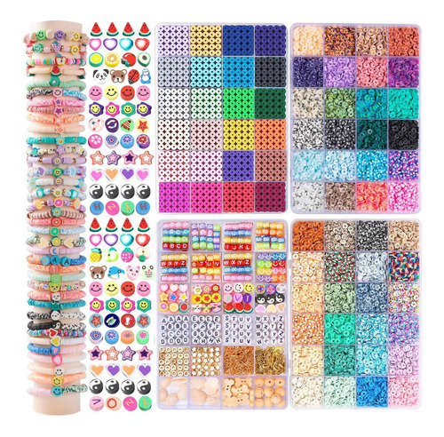 Cajas De Perlas Arcilla Kit De Fabricacion Pulseras 20610pcs