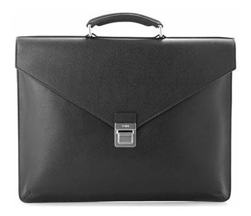 Maletín - Fendi Men's Leather Briefcase W-top Handle, Black